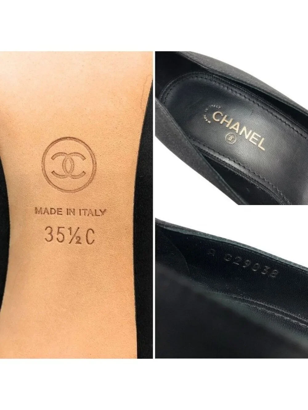 Chanel Satin Ribbon Pumps Black 35.5 C Shoes New Vintage